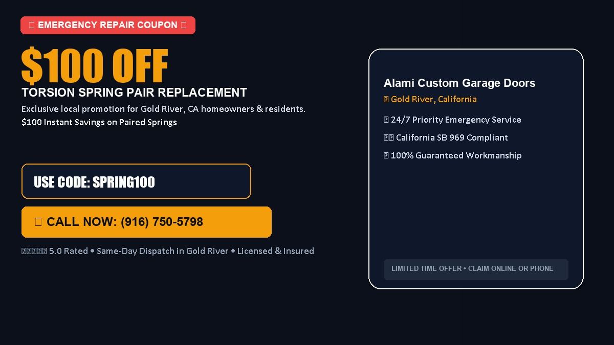 Alami Custom Garage Doors $100 OFF Dual Torsion Spring Replacement in Gold River, CA