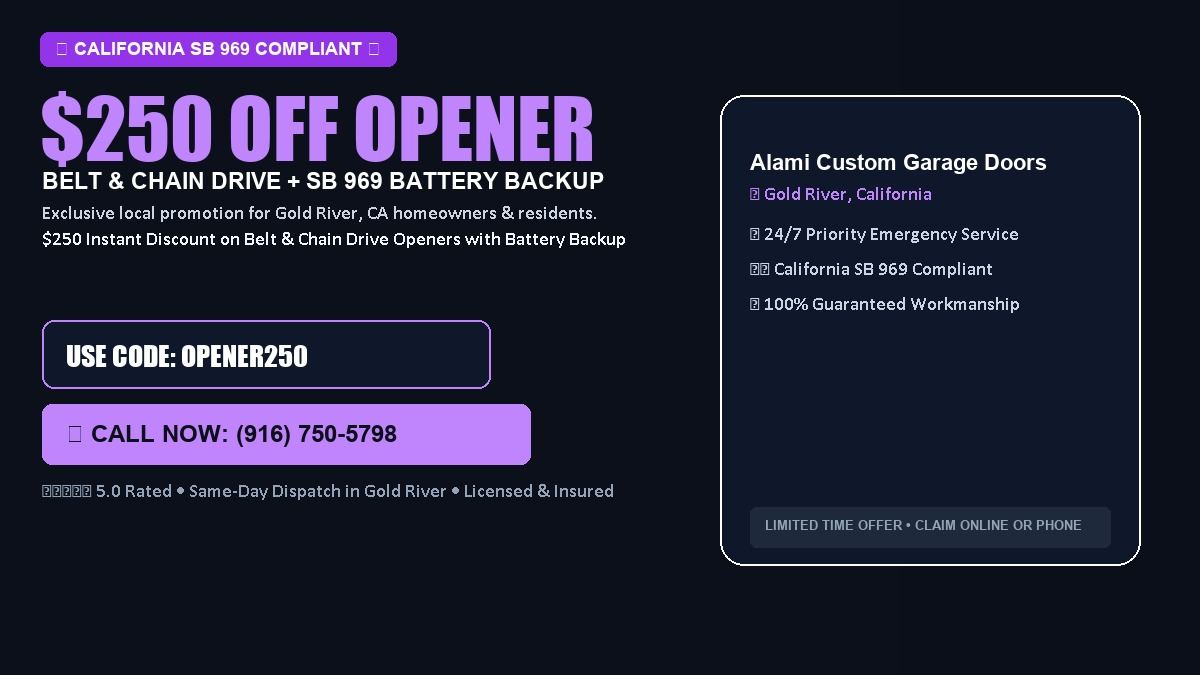 Alami Custom Garage Doors $250 OFF Premium LiftMaster Opener Installation in Gold River, CA